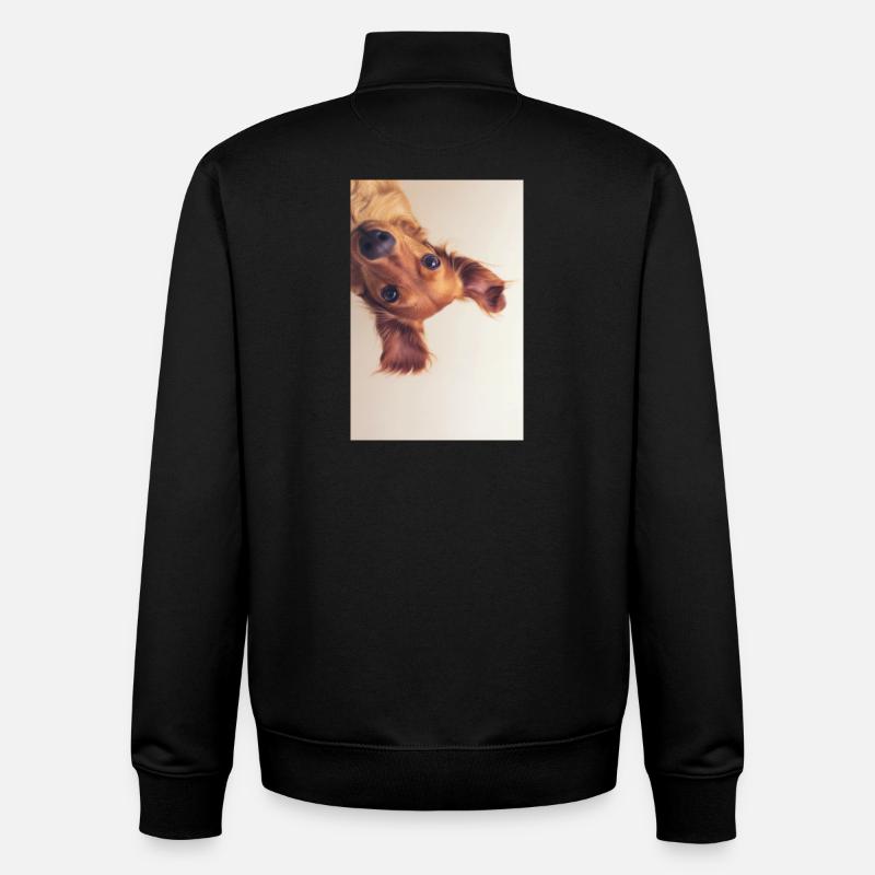 Portrait curieux du chiot - Sweat zippé unisexe en coton bio Stanley/Stella - noir