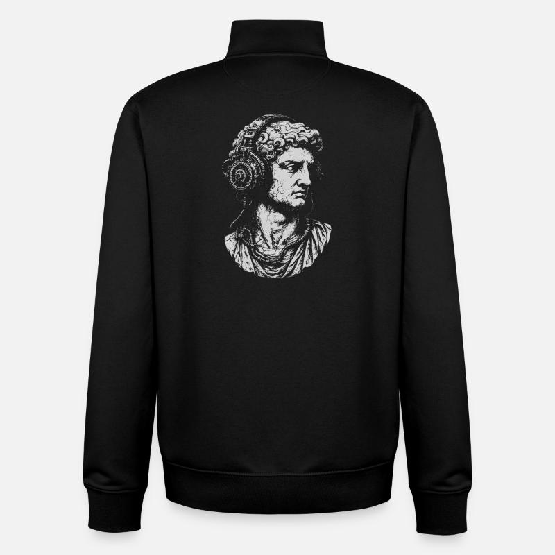 Bust classique avec casque steampunk - Sweat zippé unisexe en coton bio Stanley/Stella - noir