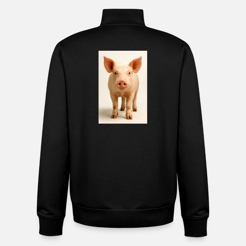 Cochon pastel - Sweat zippé unisexe en coton bio Stanley/Stella - noir