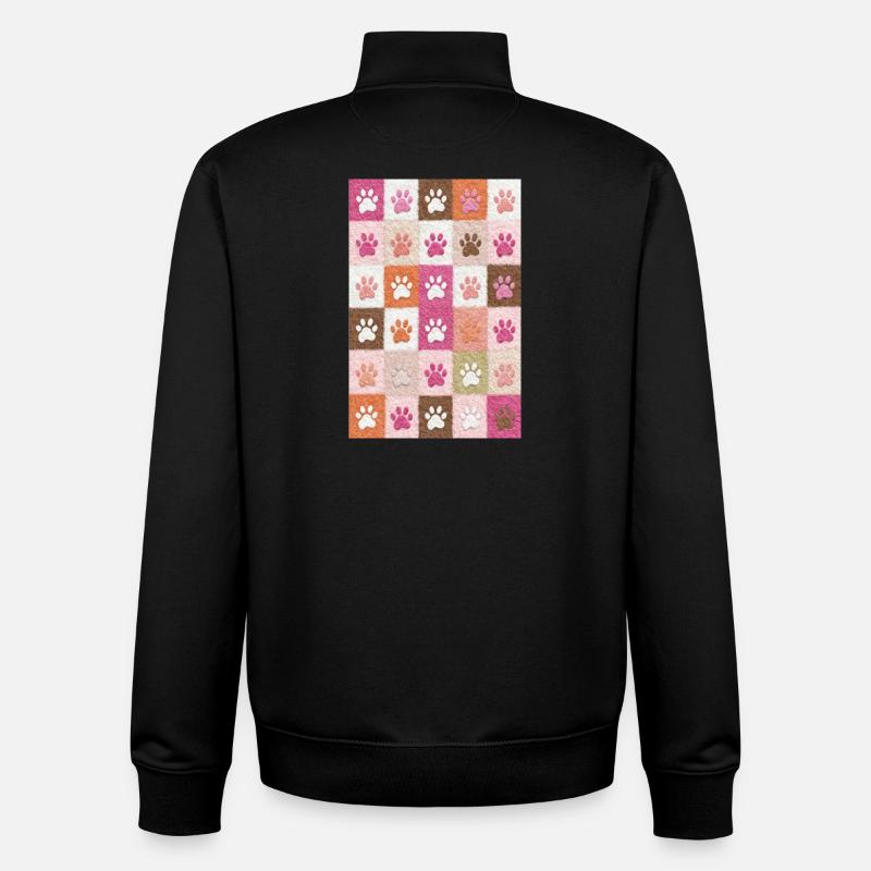 Pawprint Patchwork Plush Squares - Unisex Organic Zip Sweatshirt by Stanley/Stella - black