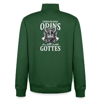 Lieber Ein Wolf Odins Als Ein Lamm Gottes Wikinger - Unisex Organic Zip Sweatshirt von Stanley/Stella - Flaschengrün - Hinten - AI Model Male 185 dark (185cm)