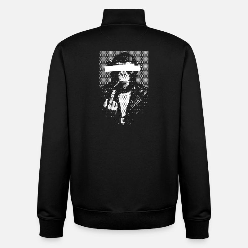 Blindfolded monkey criminal - Unisex Organic Zip Sweatshirt by Stanley/Stella - black