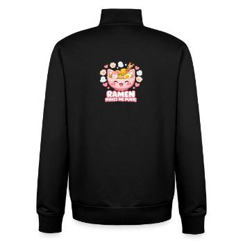 Le ramen me fait ronronner - Sweat zippé unisexe en coton bio Stanley/Stella - noir - Dos - AI Model Male 185 light (185cm)