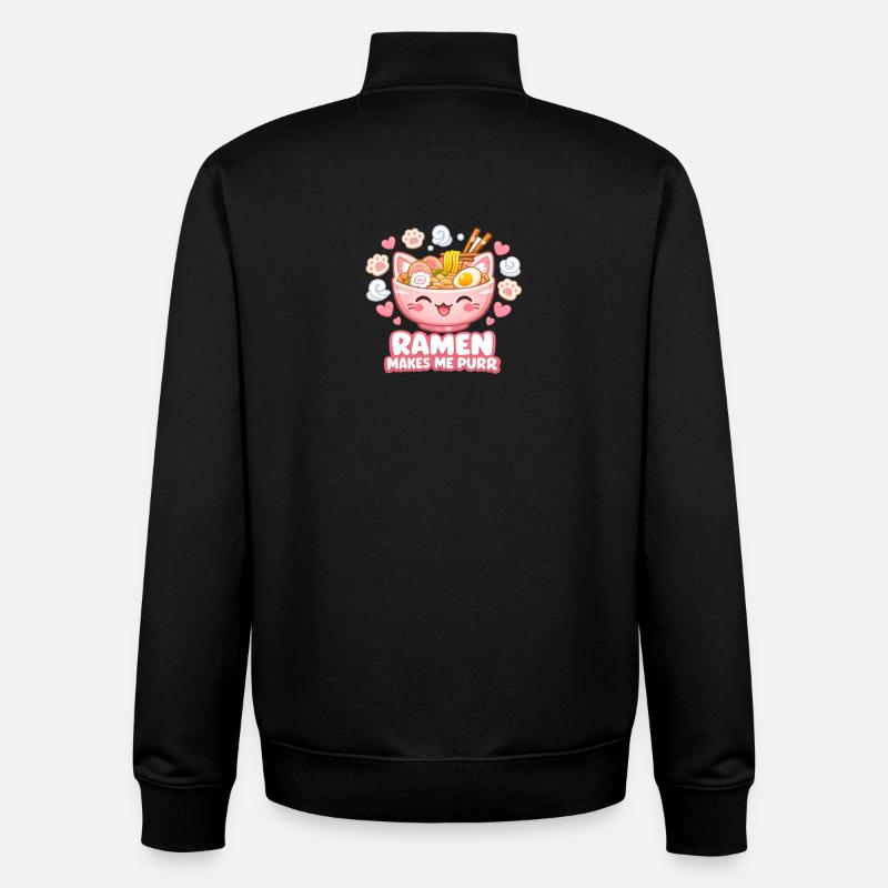 Ramen makes me purr - Unisex Organic Zip Sweatshirt von Stanley/Stella - Schwarz