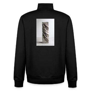 Tissu torsadé de veine en béton - Sweat zippé unisexe en coton bio Stanley/Stella - noir - Dos - AI Model Male 185 light (185cm)