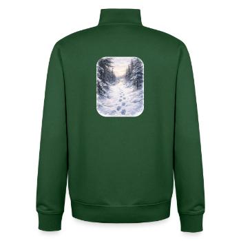 Winter Forest Path Morgenschein - Unisex Organic Zip Sweatshirt by Stanley/Stella - bottle green - Back - AI Model Male 185 dark (185cm)
