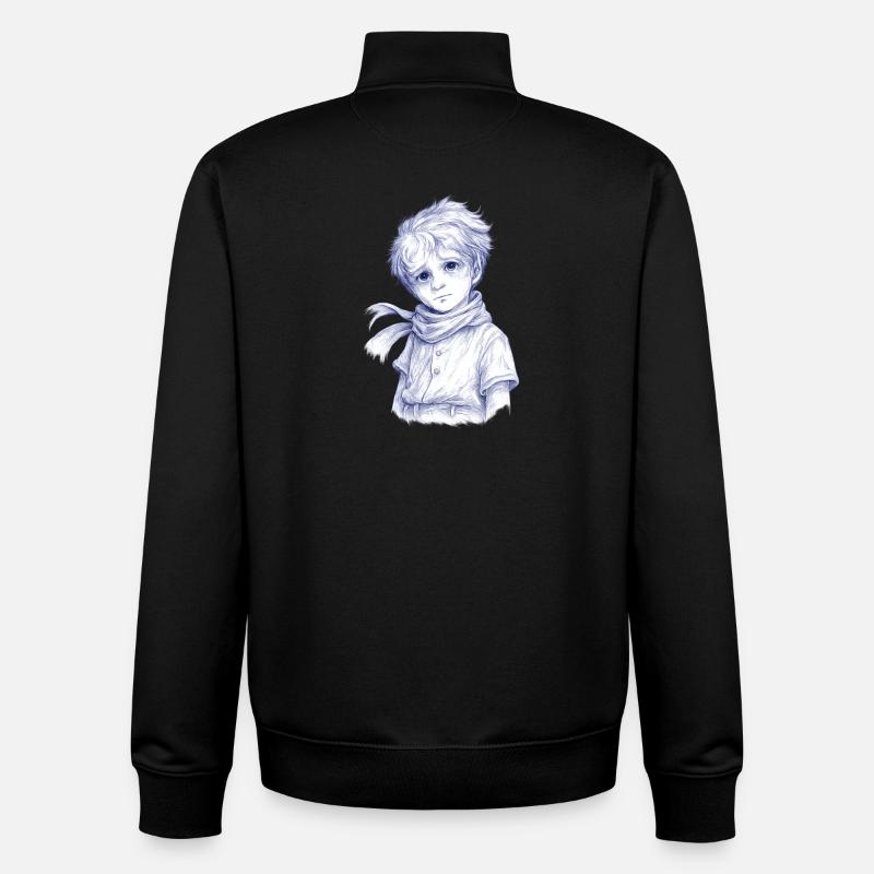Blauer Bleistiftjunge mit Schal - Unisex Organic Zip Sweatshirt von Stanley/Stella - Schwarz