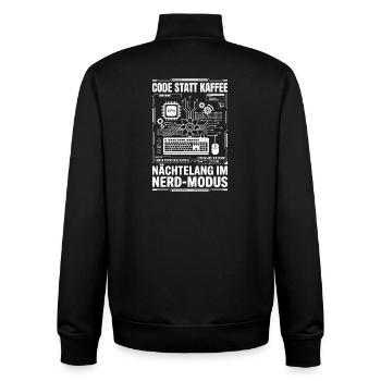 Code instead of coffee nerd mode - Unisex Organic Zip Sweatshirt by Stanley/Stella - black - Back - AI Model Male 185 light (185cm)