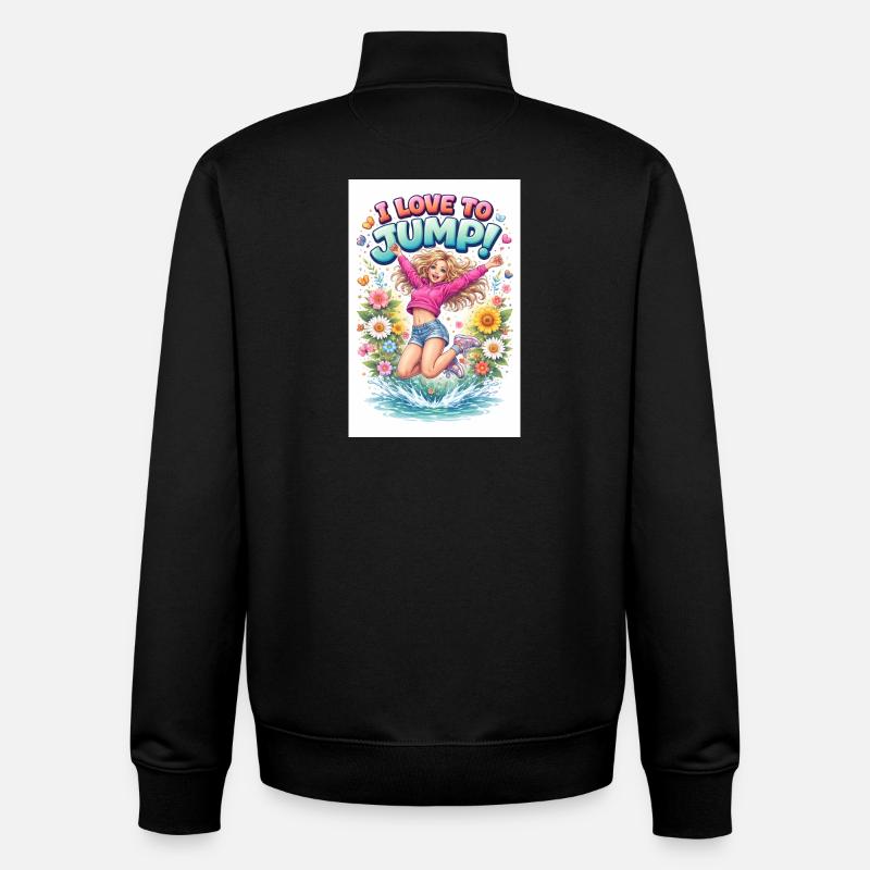 Ich liebe es, florale Freude zu springen - Unisex Organic Zip Sweatshirt von Stanley/Stella - Schwarz