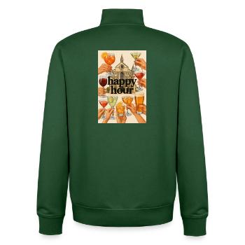 Happy_Hour_Collage - Sweat zippé unisexe en coton bio Stanley/Stella - vert bouteille - Dos - AI Model Male 185 dark (185cm)