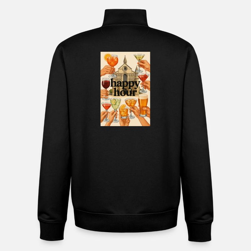 Happy_Hour_Collage - Sweat zippé unisexe en coton bio Stanley/Stella - noir