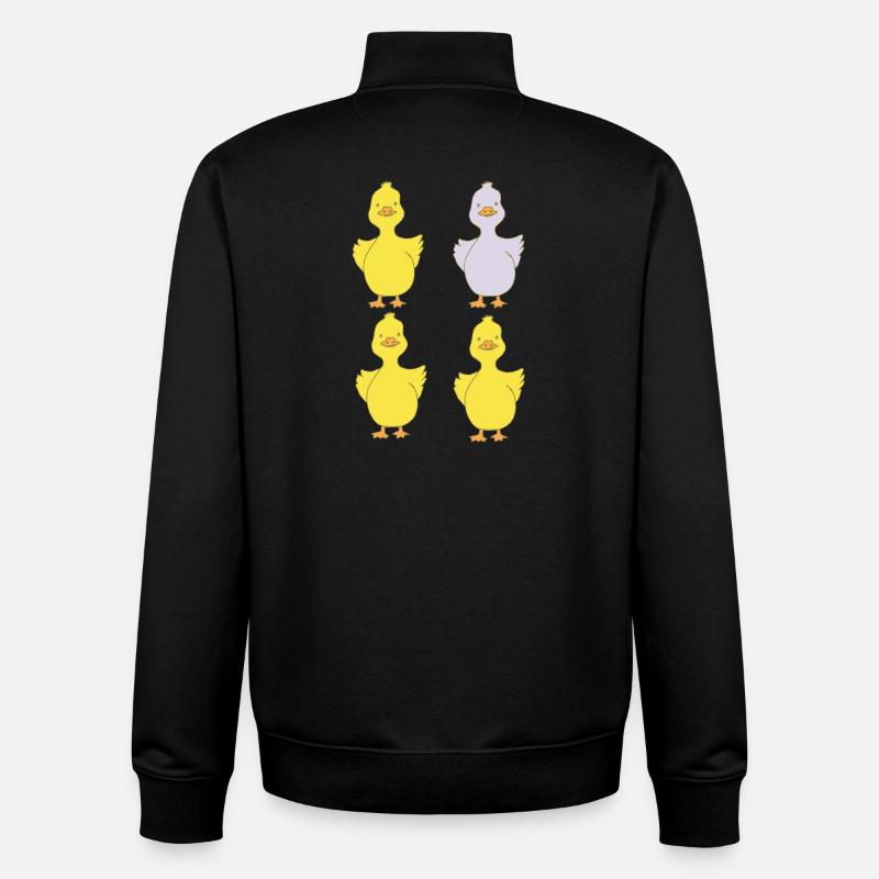 Quatre canards, un violet - Sweat zippé unisexe en coton bio Stanley/Stella - noir