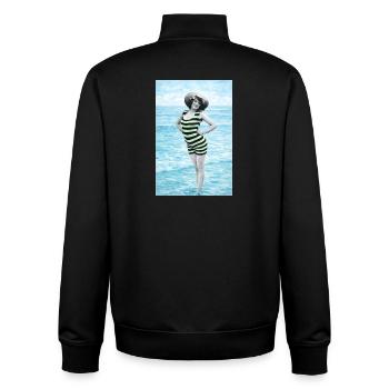 Retro Swimmer – Vintage-Strand-Eleganz - Unisex Organic Zip Sweatshirt von Stanley/Stella - Schwarz - Hinten - AI Model Male 185 light (185cm)