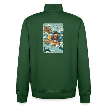Letzte Nordsee Kneipe - Unisex Organic Zip Sweatshirt von Stanley/Stella - Flaschengrün - Hinten - AI Model Male 185 dark (185cm)
