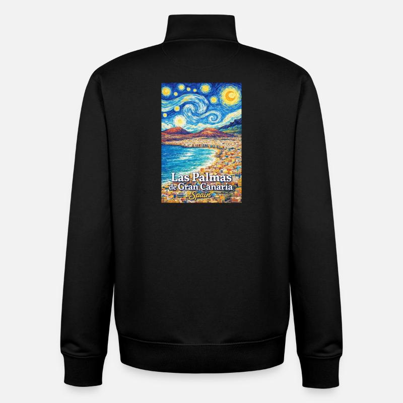 Las Palmas de Gran Canaria, Espagne - Sweat zippé unisexe en coton bio Stanley/Stella - noir