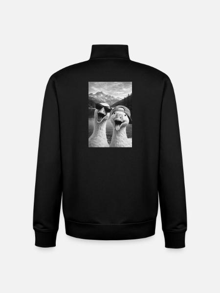 Gänse mit Sonnenbrille am Bergsee - Unisex Organic Zip Sweatshirt von Stanley/Stella - Schwarz