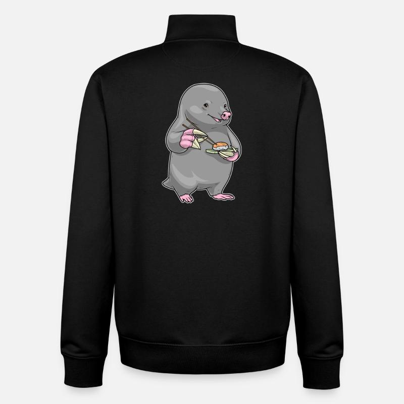 Mole Sushi - Sweat zippé unisexe en coton bio Stanley/Stella - noir