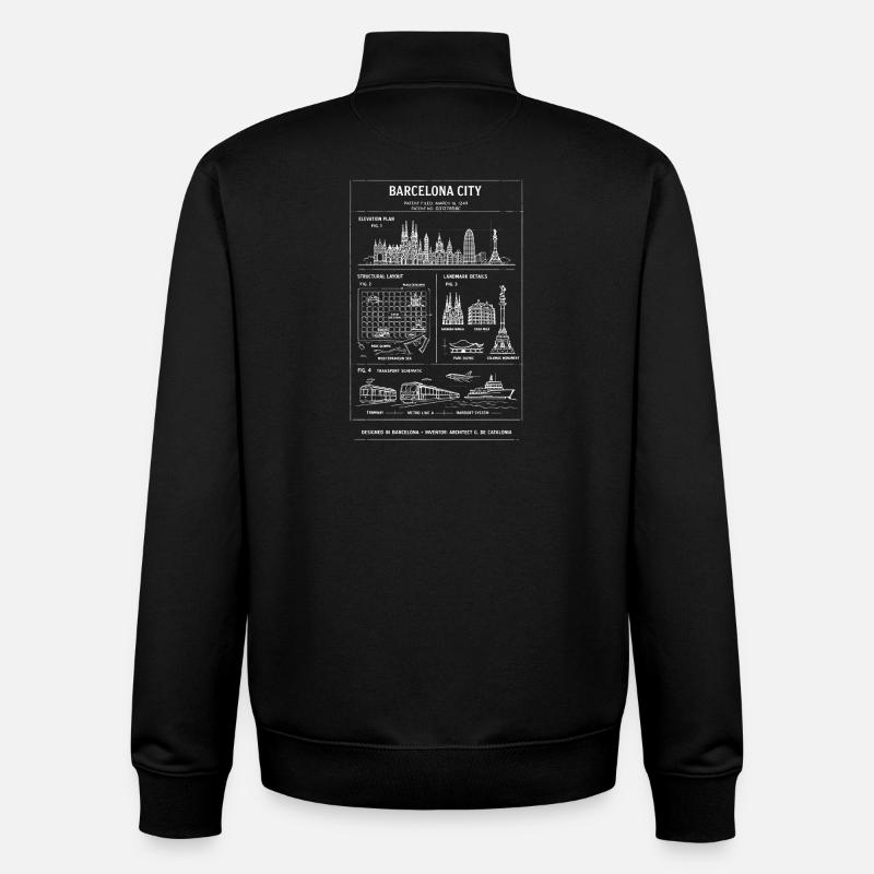 Modèle de la Skyline de Barcelone - Sweat zippé unisexe en coton bio Stanley/Stella - noir
