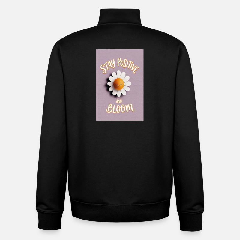 Reste positive Bloom Daisy - Sweat zippé unisexe en coton bio Stanley/Stella - noir