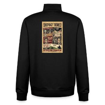 Conspiracy Theories Poster - Unisex Organic Zip Sweatshirt by Stanley/Stella - black - Back - AI Model Male 185 light (185cm)