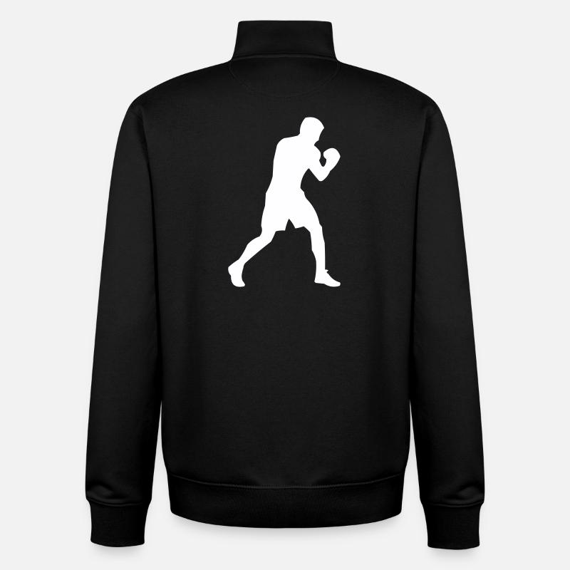 Boxer-Silhouette in Bewegung - Unisex Organic Zip Sweatshirt von Stanley/Stella - Schwarz
