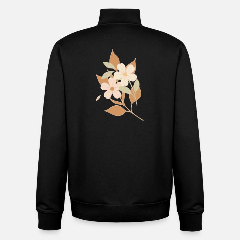 Fleurs dessinées - Sweat zippé unisexe en coton bio Stanley/Stella - noir