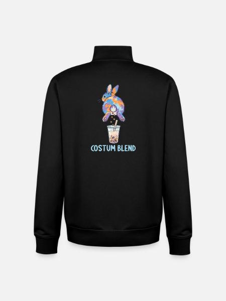 Cute Bunny Funny Boba Bubble Tea - Unisex Organic Zip Sweatshirt by Stanley/Stella - black