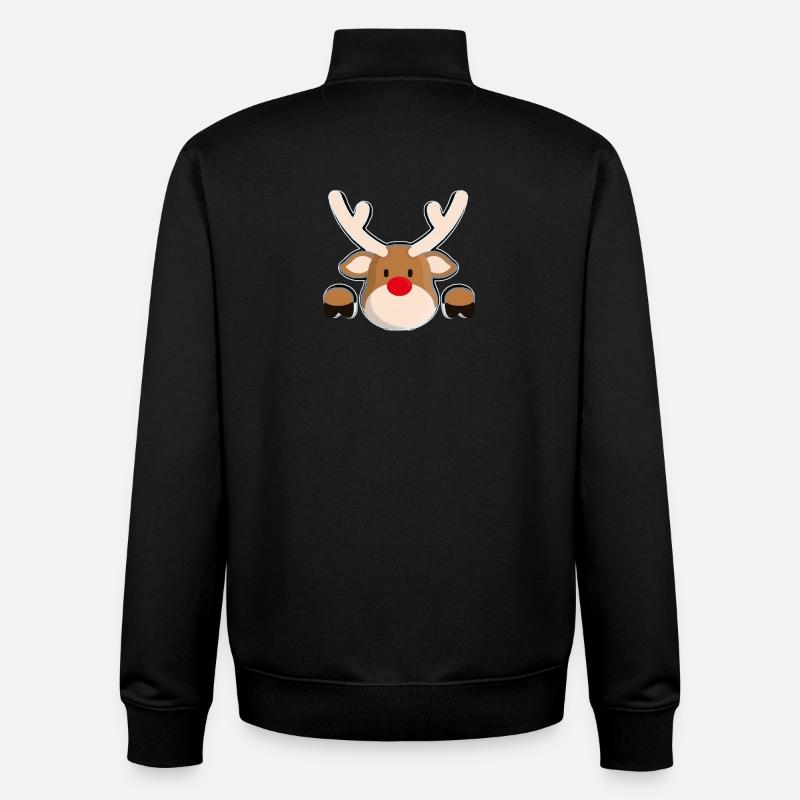 La Tête de renne amicale de Rudolph - Sweat zippé unisexe en coton bio Stanley/Stella - noir