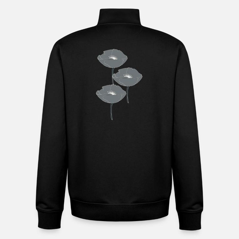 mohnblumen grau - Unisex Organic Zip Sweatshirt von Stanley/Stella - Schwarz