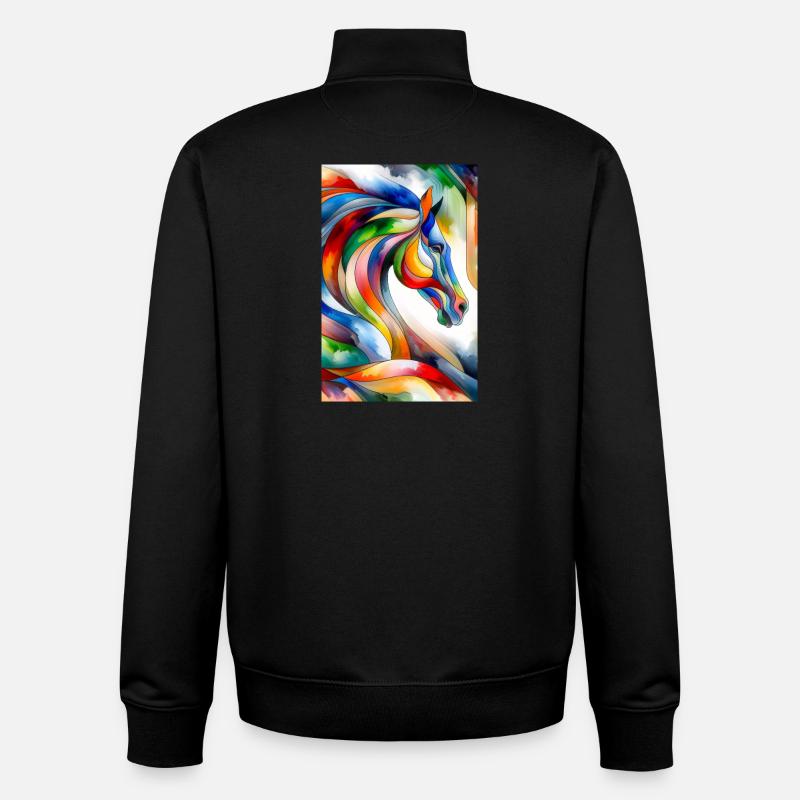 Cheval abstrait - Sweat zippé unisexe en coton bio Stanley/Stella - noir