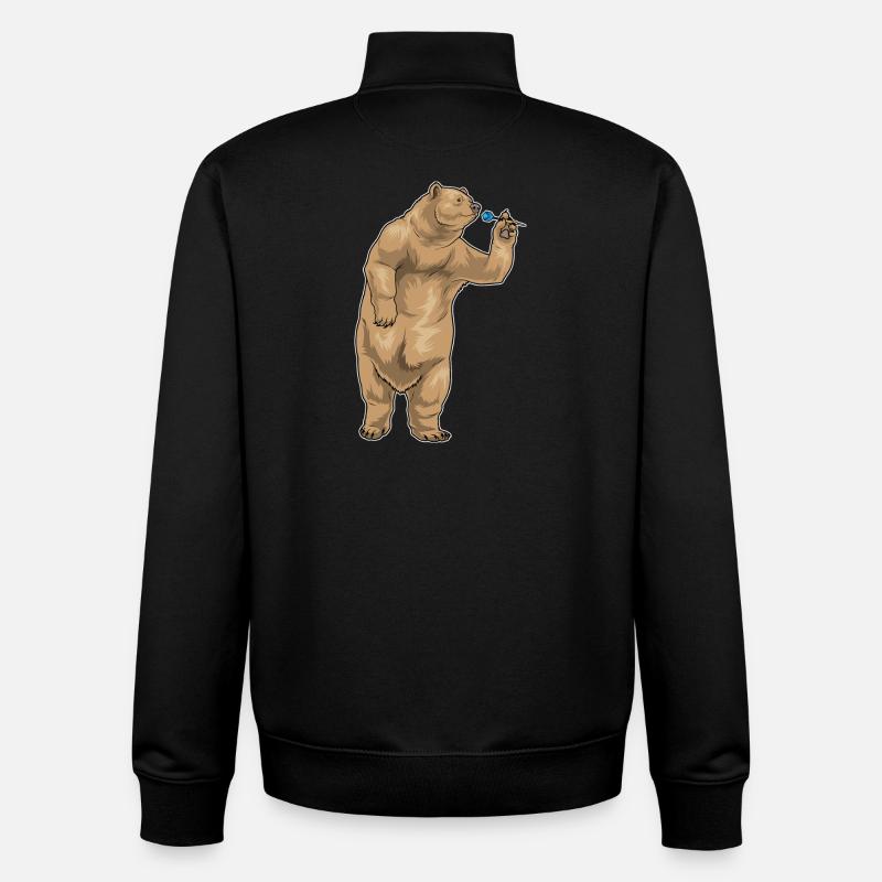 Fléchette d’ours Fléchette - Sweat zippé unisexe en coton bio Stanley/Stella - noir