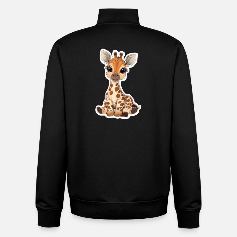 Girafe - Sweat zippé unisexe en coton bio Stanley/Stella - noir
