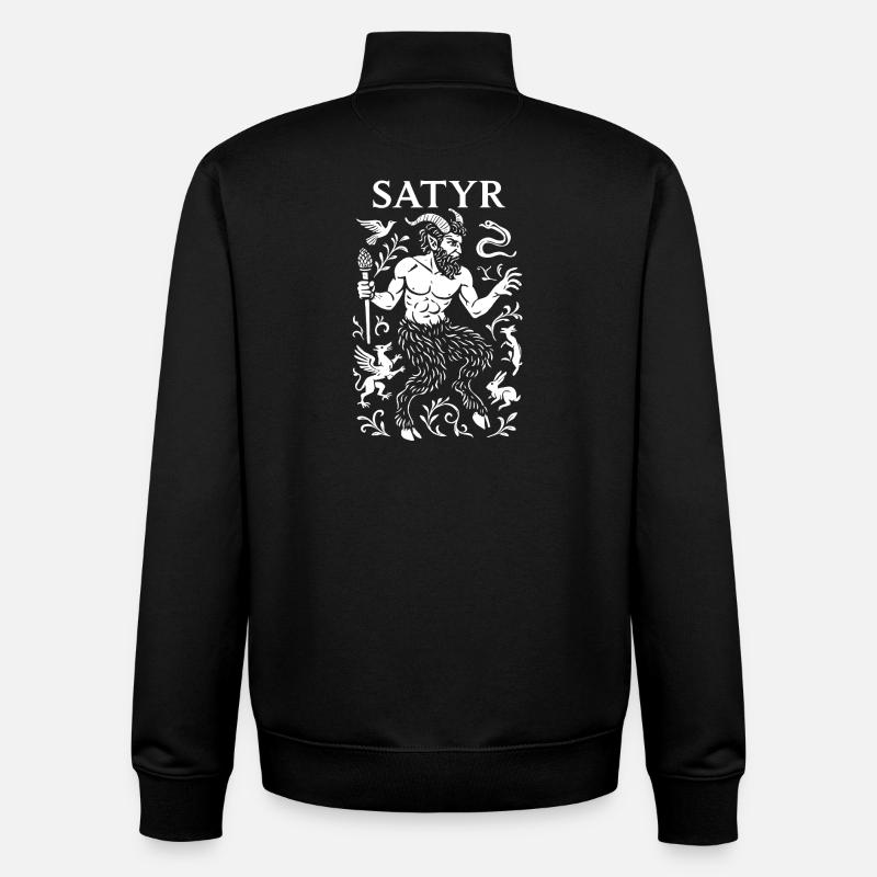 Mythical Satyr with Botanical Motifs - Unisex Organic Zip Sweatshirt by Stanley/Stella - black