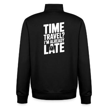 Zeitreisen? Ich bin schon spät dran - Unisex Organic Zip Sweatshirt von Stanley/Stella - Schwarz - Hinten - AI Model Male 185 light (185cm)