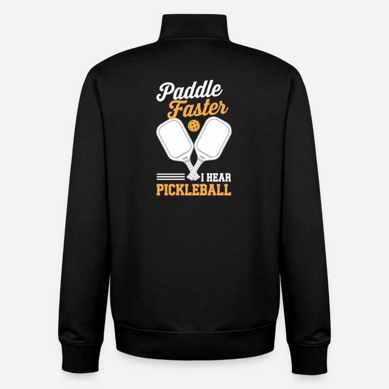 Paddle Faster J’entends Pickleball Paddle Racket - Sweat zippé unisexe en coton bio Stanley/Stella - noir