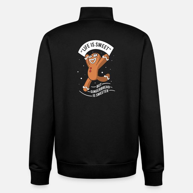 Lebkuchen Weihnachten Lebkuchenmann Gingerbread - Unisex Organic Zip Sweatshirt von Stanley/Stella - Schwarz