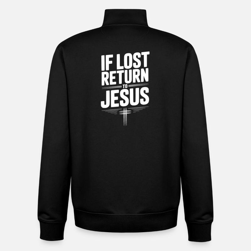 Si perdu, retournez à Jésus - Sweat zippé unisexe en coton bio Stanley/Stella - noir