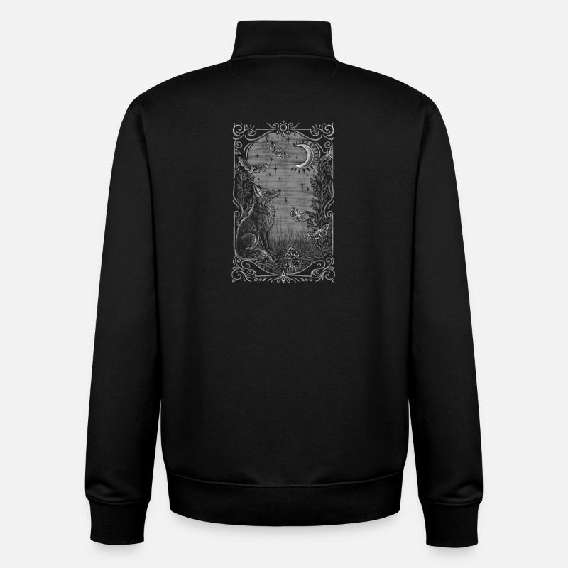 mystical fox - Unisex Organic Zip Sweatshirt by Stanley/Stella - black