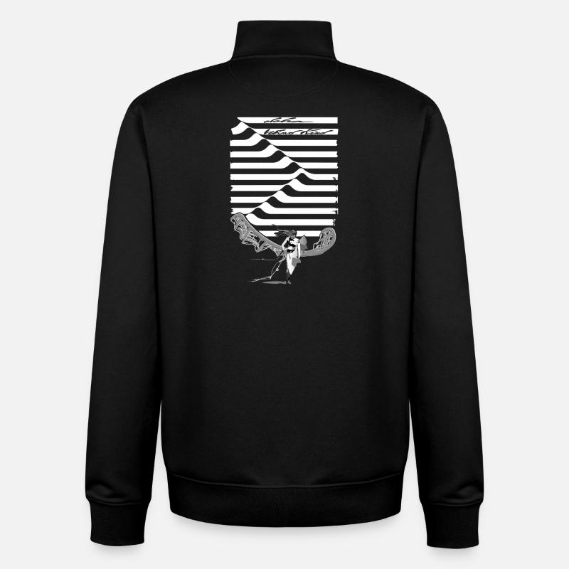 Silhouette Wave Rider noir et blanc - Sweat zippé unisexe en coton bio Stanley/Stella - noir