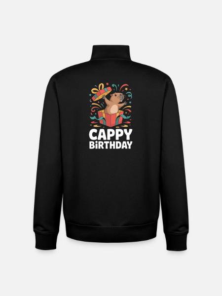 Capybara Birthday Cappy Birthday Funny Capy - Unisex Organic Zip Sweatshirt by Stanley/Stella - black