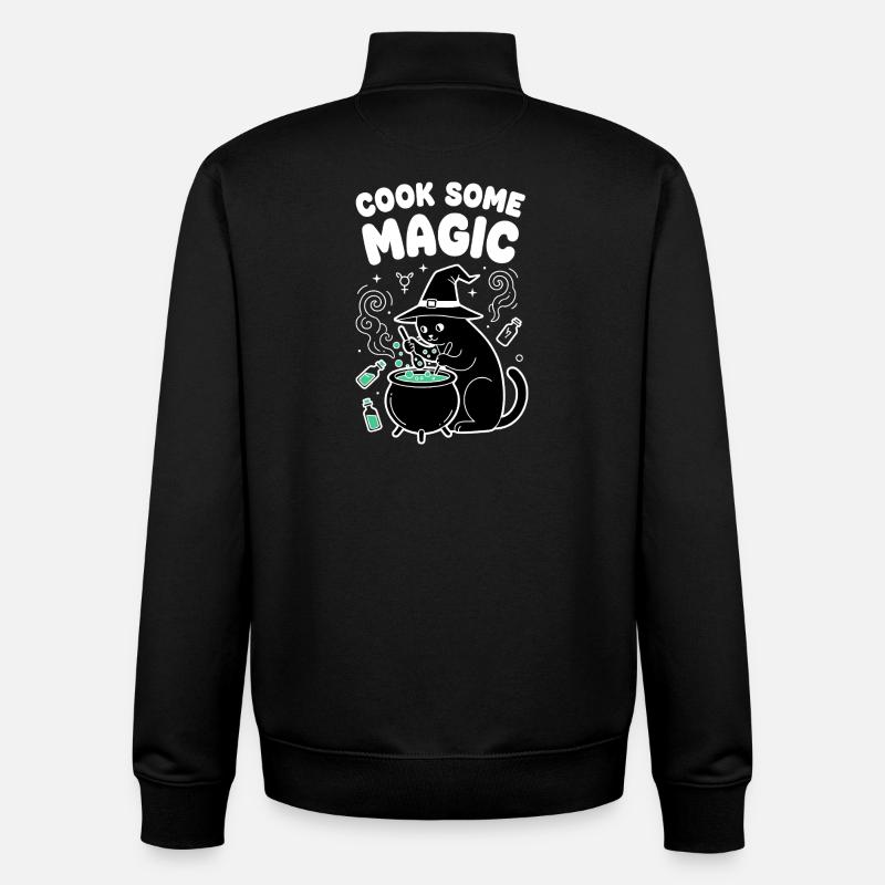 Cat magic in the cauldron - Unisex Organic Zip Sweatshirt by Stanley/Stella - black