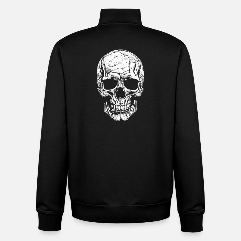 Crâne - Sweat zippé unisexe en coton bio Stanley/Stella - noir
