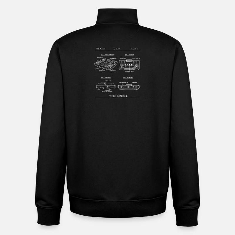 Retro Console Blueprint Design - Unisex Organic Zip Sweatshirt by Stanley/Stella - black