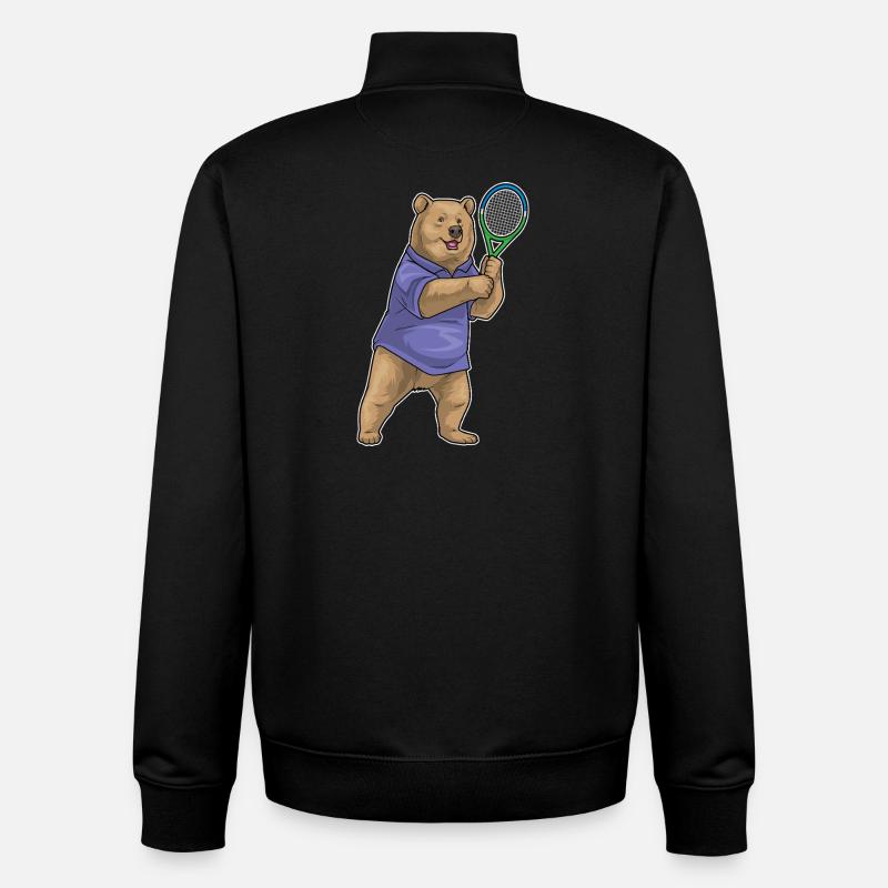Raquette de tennis Bear - Sweat zippé unisexe en coton bio Stanley/Stella - noir