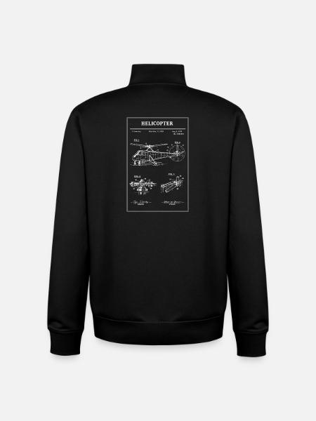 Helicopter Blueprint Diagram - Unisex Organic Zip Sweatshirt by Stanley/Stella - black