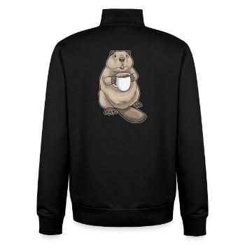 Biber Kaffee Tasse - Unisex Organic Zip Sweatshirt von Stanley/Stella - Schwarz - Hinten - AI Model Male 185 light (185cm)