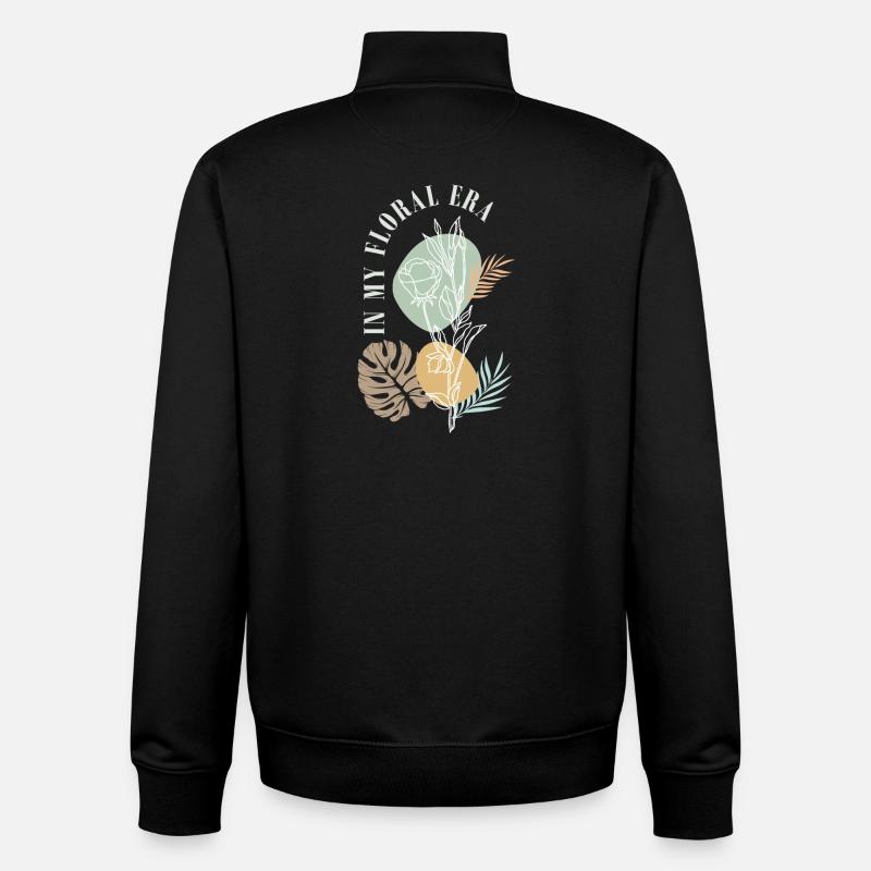 Ère florale : Fleurs de ligne - Sweat zippé unisexe en coton bio Stanley/Stella - noir