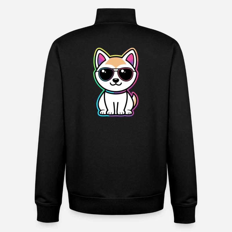 Katzen-Neon-Regenbogenbrille - Unisex Organic Zip Sweatshirt von Stanley/Stella - Schwarz
