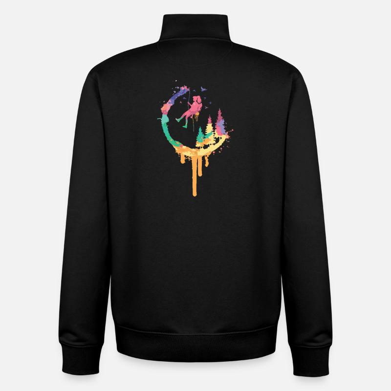 Balançoire de la Forêt Arc-en-ciel - Sweat zippé unisexe en coton bio Stanley/Stella - noir