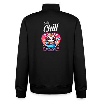 Cute Baby Sloth in Stroller Heart Design - Unisex Organic Zip Sweatshirt by Stanley/Stella - black - Back - AI Model Male 185 light (185cm)